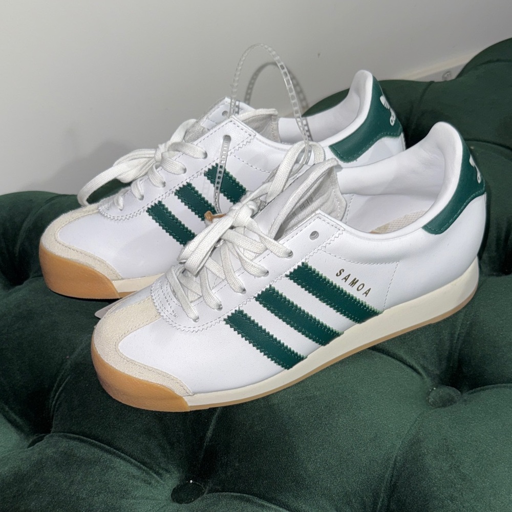 Adidas Samoa White and Dark Green Sneakers